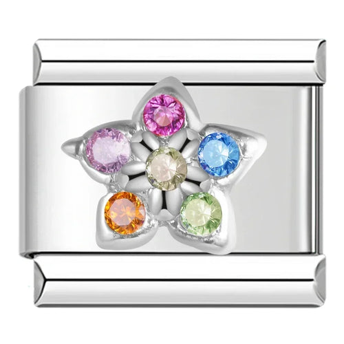 Romantic Rainbow color Heart Flower Wing Italian Charm Links