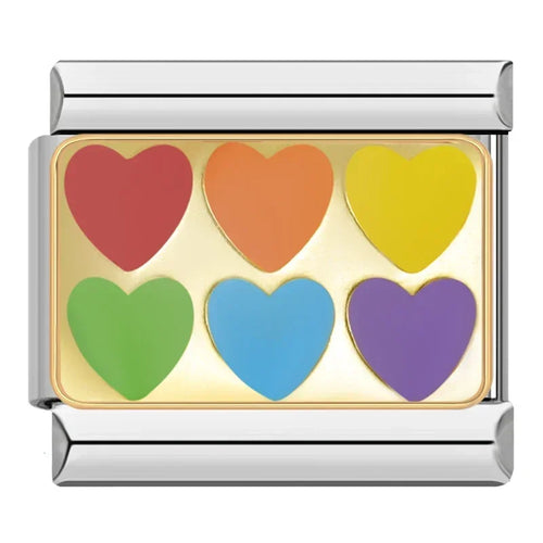 Romantic Rainbow color Heart Flower Wing Italian Charm Links