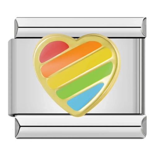 Romantic Rainbow color Heart Flower Wing Italian Charm Links