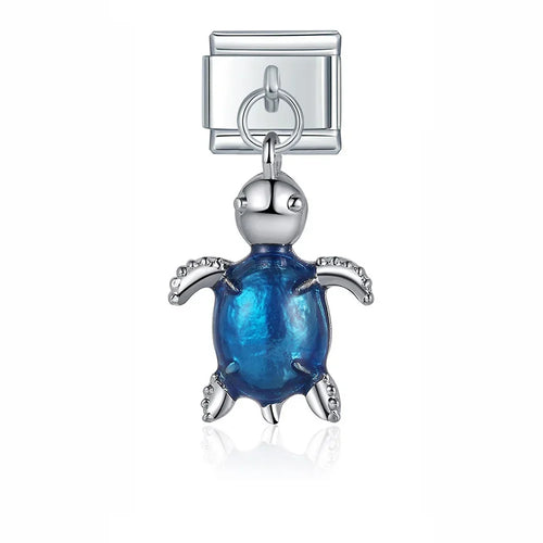 Original Daisy Bell Blue Turtle Beads Italian Link Charm
