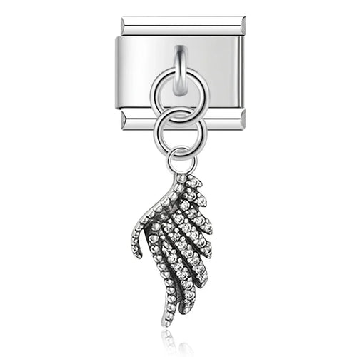 Romantic Rainbow color Heart Flower Wing Italian Charm Links