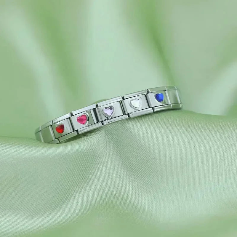 Romantic Heart Italian Charm Links - Colorful & Elegant Bracelet Charms