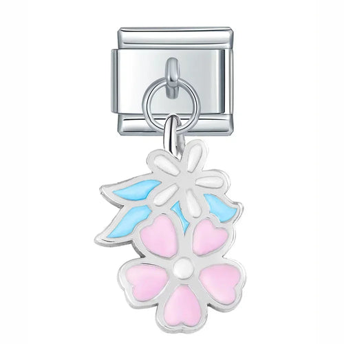 Romantic Rainbow color Heart Flower Wing Italian Charm Links