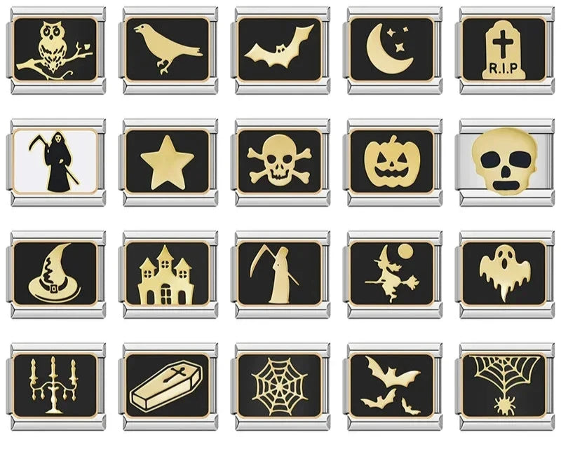 Different Shapes Skeleton Italian Charm Links - Ghost, Bat, Skull & More