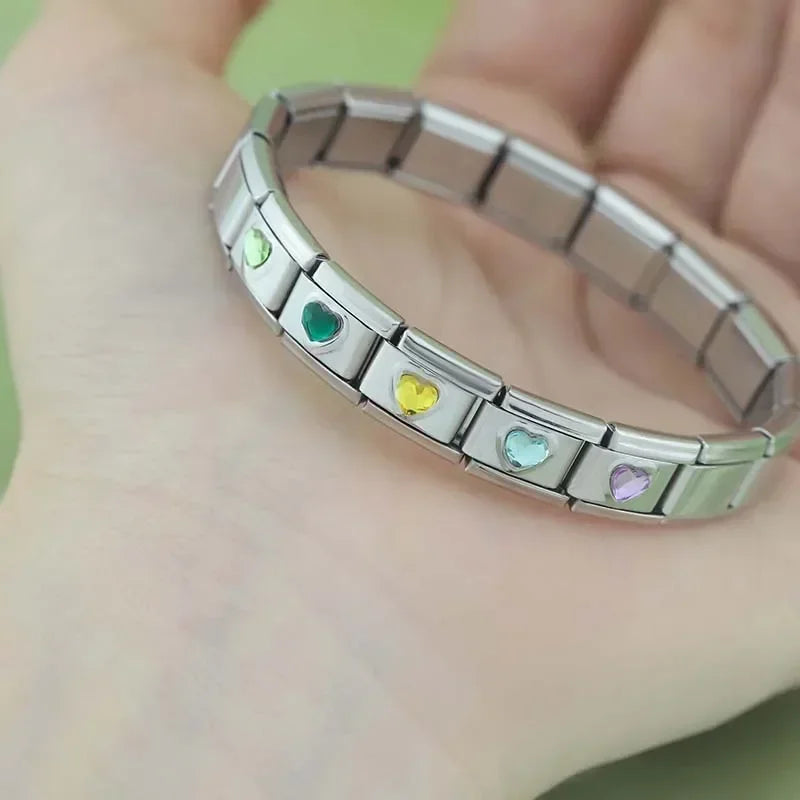 Romantic Heart Italian Charm Links - Colorful & Elegant Bracelet Charms