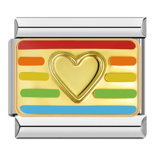 Romantic Rainbow color Heart Flower Wing Italian Charm Links