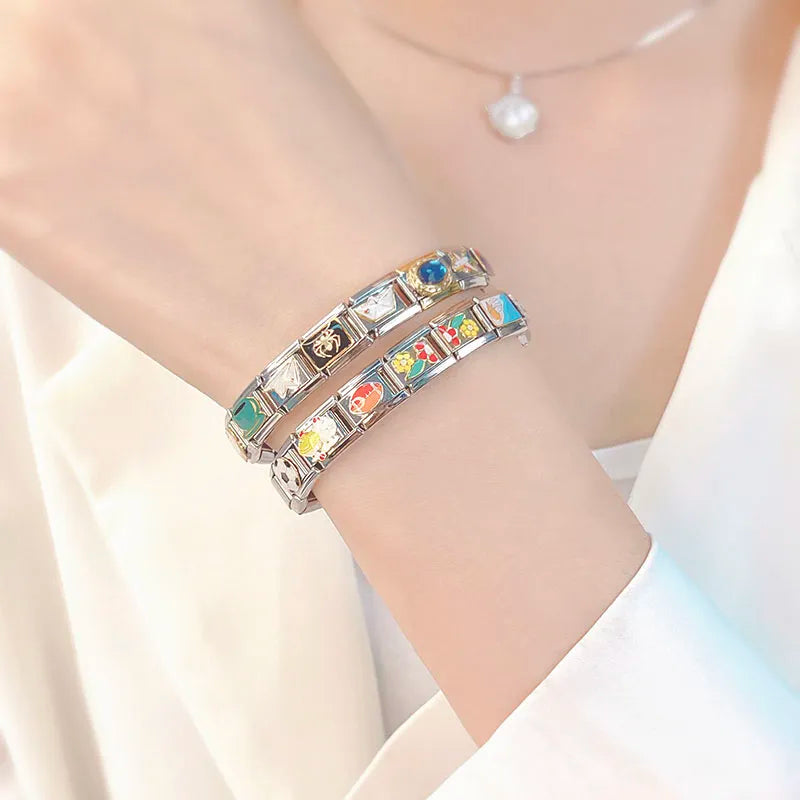 Custom Italian Charm Bracelet Links - Coffee, Spider, Aircraft, Flag & More